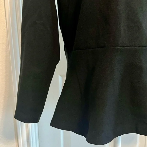 J. Crew Black Ponte Knit Peplum Long Sleeve Top Exposed Zipper Stretch Blouse - Picture 5 of 10
